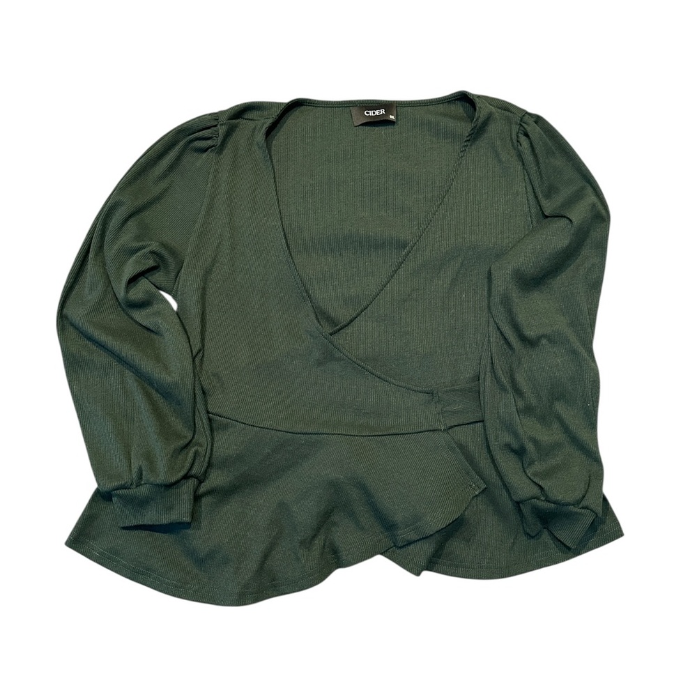 Cider Women's Deep Green V-Neck Blouse